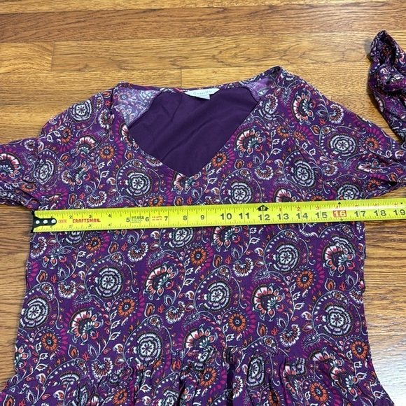 Garnet Hill Purple Floral Bohemian Dropped Waist Pocket Dress Size 6 - Picture 10 of 12